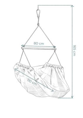 Závěsné houpací křeslo béžový melír HOJDAVAK MAXI s polštářkem - outdoor tkanina, Lano bílé