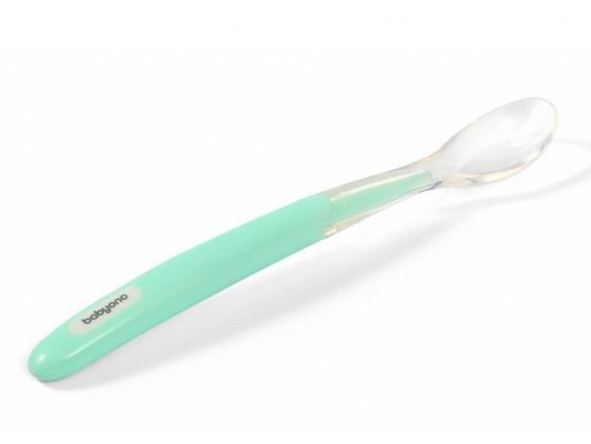 BABYONO Silicone spoon with soft end mint 6m+