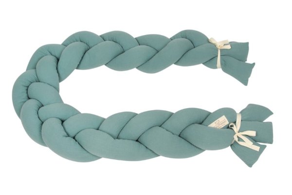 BABYMATEX Nestchen für Babybett Musselin geflochtenes Zopf - grün 200 cm