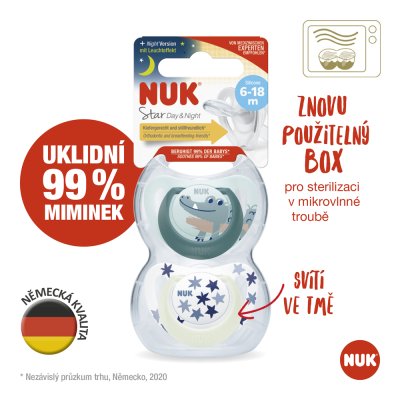 NUK Dudlík Star Day & Night (6-18 m.) 2 Stück Box Junge