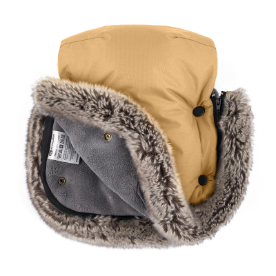 PETITE&MARS Set zimní fusak Arctic 4v1 + rukavice na kočárek Furry Elegant Caramel