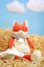 Doudou Conjunto Presente Raposa de Pelúcia Romarin com manta 28 cm