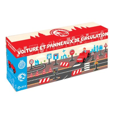 Jeujura Figurine din lemn pentru seturile de construcție Șofer cu mașină și accesorii 20 piese