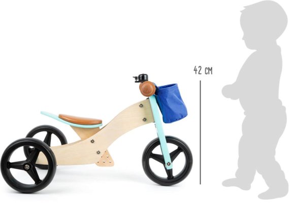 small foot Drewniany rowerek biegowy Trike 2w1 turkusowy