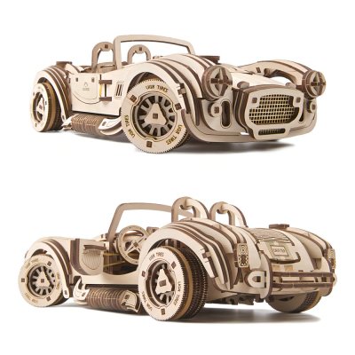 Ugears Puzle de madera mecánico 3D Coche de carreras a la deriva Cobra