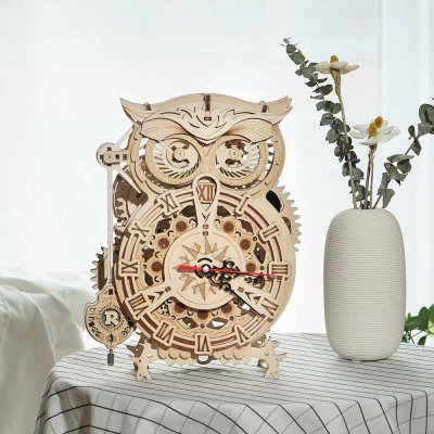 RoboTime 3D Wooden Mechanical Owl Clock Puzzle
