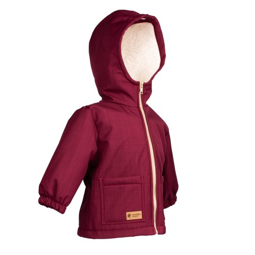 Otroška zimska softshell jakna s krznom Monkey Mum® - Vinsko rdeča