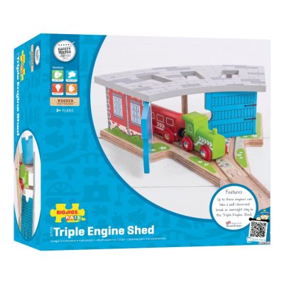 Bigjigs Rail Dreifach Lokschuppen mit Toren