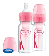 DR.BROWN'S Options+ antikrampjesfles smal 2x120 ml kunststof roze