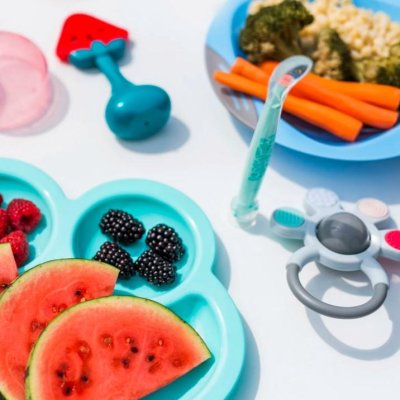 BABYONO Lernbeißring mit Wassermelonenrassel