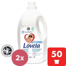 2x LOVELA flytande babytvättmedel för vita kläder 4,5 l / 50 tvättmängder