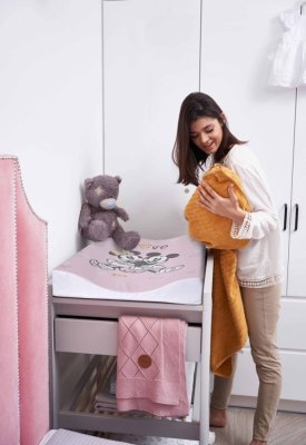 CEBA BABY Weiche Wickelauflage COSY (50x70) Disney Minnie & Mickey Pink