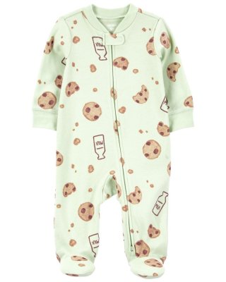 Kombinezon zapinany na suwak CARTER'S Sleep&Play Sage Milk&Cookies w kolorze neutralnym, 6 m/rozmiar. 68