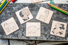 BeWooden Lišácké vkládací puzzle 4 v1 - Divočina