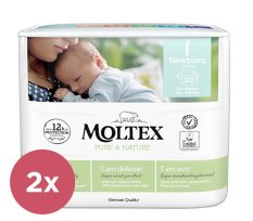 2x MOLTEX Pure&Nature jednokratne pelene za novorođenče (2-4 kg) 22 kom.