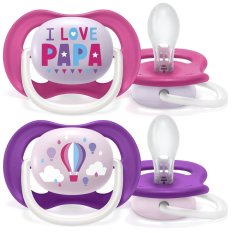 Philips AVENT Pacifier Ultra air Text 6-18m tyttö, 2 kpl