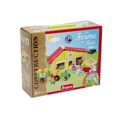 Jeujura Jeu de construction en bois 140 pièces Ferme moyenne