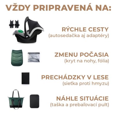 KINDERKRAFT SELECT Kinderwagen kombiniert 3 in 1 Prime 2 Dunkelgrün, Premium