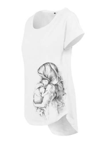 Tricou pentru alăptare Monkey Mum® alb - mamă iubitoare