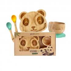 Pandoo Baby Dining Set with Bamboo Plate, Bowl and Spoons