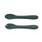 PETITE&MARS Juego de comedor silicona TAKE&MATCH 2 piezas plato + cubiertos Misty Green 6m+