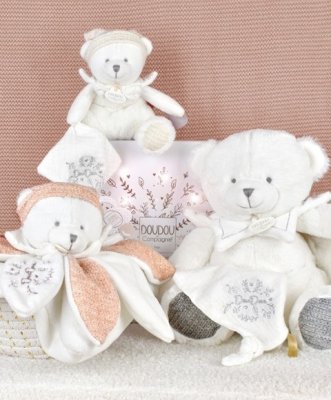 Doudou Conjunto de presente Urso de peluche com manta 30 cm cinzento