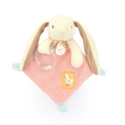 Doudou Conjunto de presente rosa Coelho Ciboulette com chocalho 21 cm