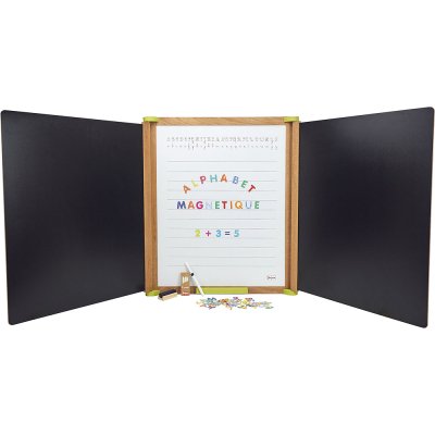 Jeujura Holz-Dreifach-Multifunktionstafel 153x66 cm mit Zubehör