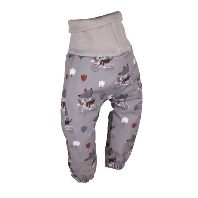 Verstelbare softshell kinderbroek met membraan Monkey Mum® - Fietsende wolven