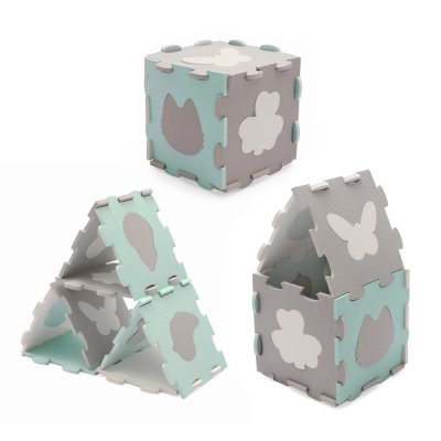 KINDERKRAFT Schaumstoff-Puzzlematte Luno Shapes 185 x 165 cm Mint, 30 Stück, Premium