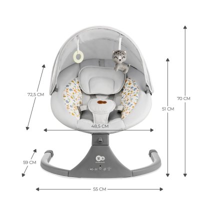 KINDERKRAFT Lehátko houpací s melodií 2v1 Lumi, do 9 kg, Premium Light Grey