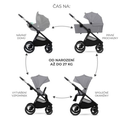 KINDERKRAFT Kombinirani voziček Nea 2 2v1 Platinum Grey