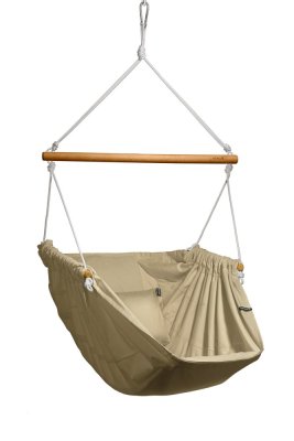 Hängesessel Hängesessel beige meliert HOJDAVAK MAXIMUS OUT mit Kissen, Holz Indoor, Seil weiß