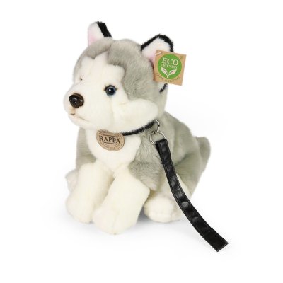 Rappa Plyschhund husky sittande med koppel 28 cm ECO-FRIENDLY