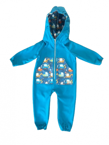 Monkey Mum® Softshell coverall with membrane - Happy construction site - size 98/104, 110/116