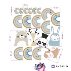 Stickers for children's room - Rainbows in neutral colors with animals