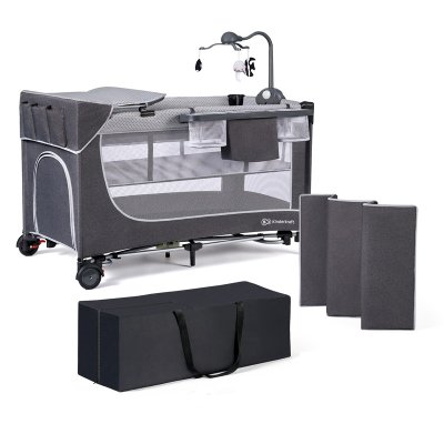 KINDERKRAFT SELECT Potovalna posteljica Leody dodatki Leody Grey, Premium