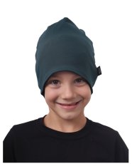 Detská bavlnená čiapka, obojstranná, čierna + zelená