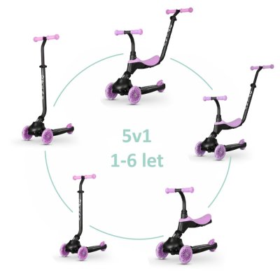 Hulajnoga / rowerek biegowy QPLAY Sema Evo ze światłami LED Violet, wiek 1 - 6 lat, do 50 kg