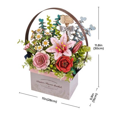 Puzzle 3D en bois RoboTime - Panier de fleurs