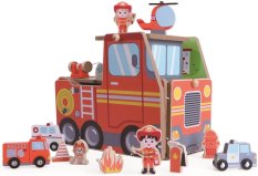 2Kids Toys Wooden Fire Station 2 in 1