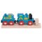 Bigjigs Rail Modra lokomotiva z vagonom + 2 tirnici