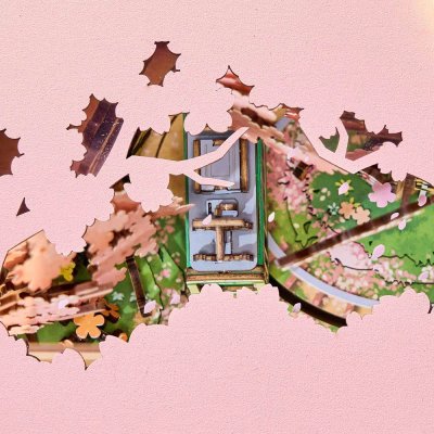 RoboTime Puzzle de madera 3D caja de música Paseo por el bosque de sakuras