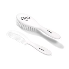 BABYONO Brosse à cheveux et peigne avec manche antidérapant blanc