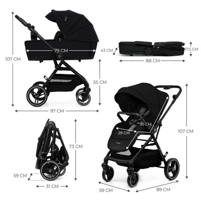 KINDERKRAFT SELECT Kinderwagen kombiniert Yoxi 2in1 Pure Black