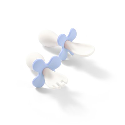 BABYONO Löffel und Gabel mit Etui blau 12m+