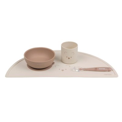 NATTOU Set jídelní silikonový 4 ks, natural