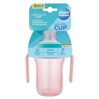 CANPOL BABIES Kubek niekapiący z silikonową końcówką 220 ml różowy