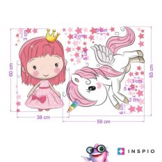Adesivi murali per ragazze - Principessa e unicorno
