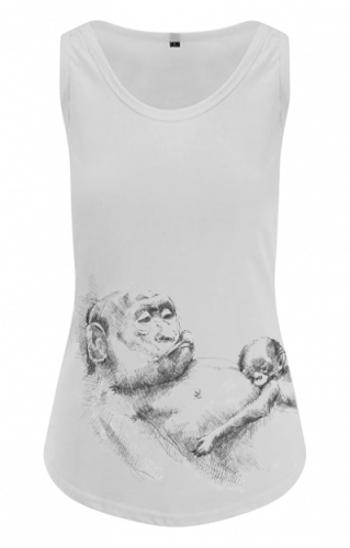 Naisten hihaton t-paita Monkey Mum® valkoinen - pikkuapina